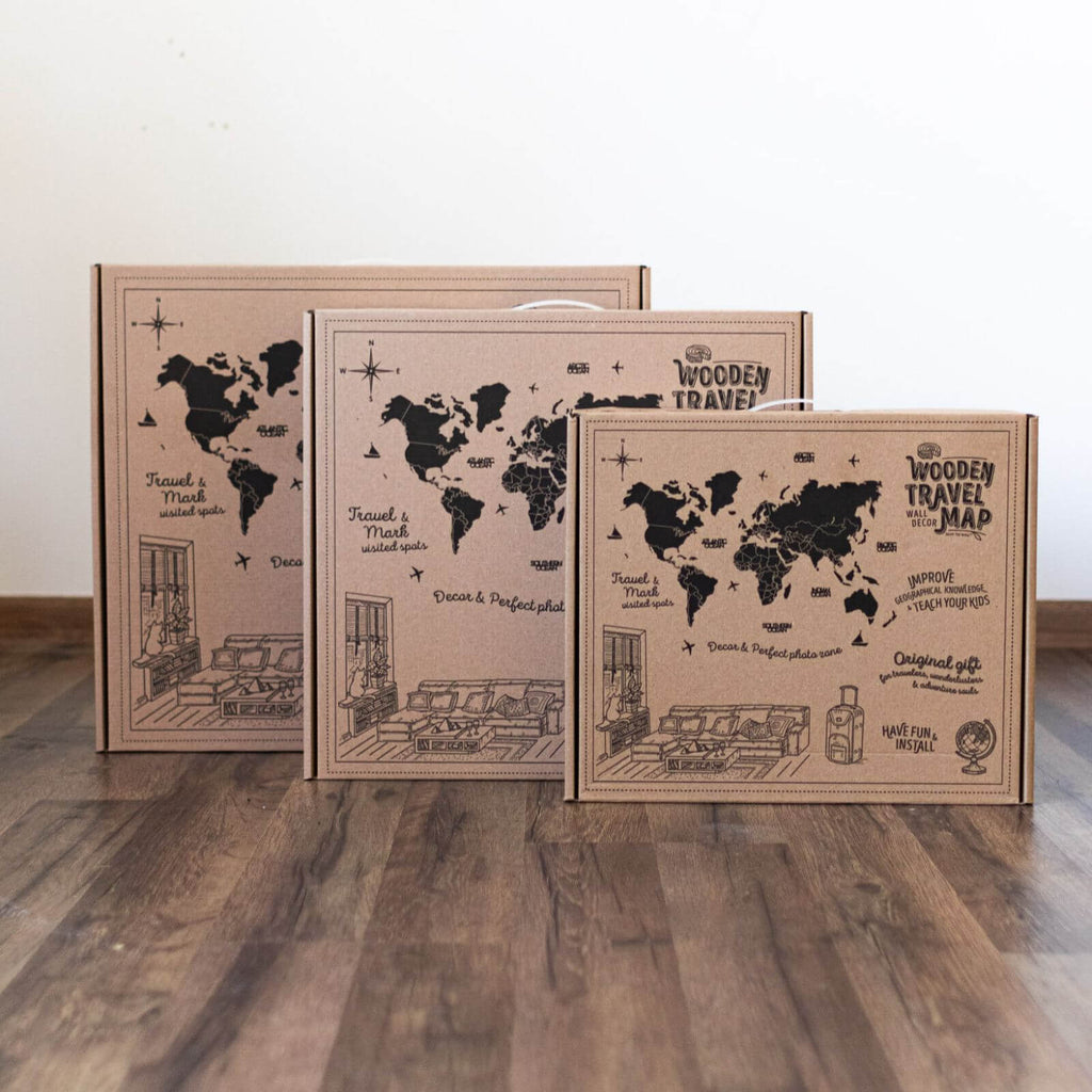 3D LED Wooden World Map 2.0 Dark Walnut