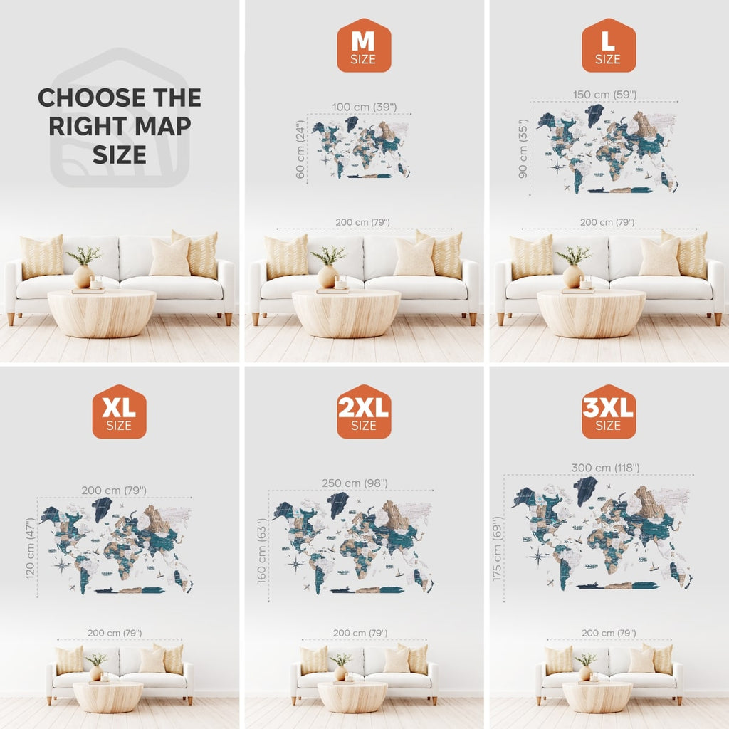 3D Luminous Colored Wooden World Map Mystery