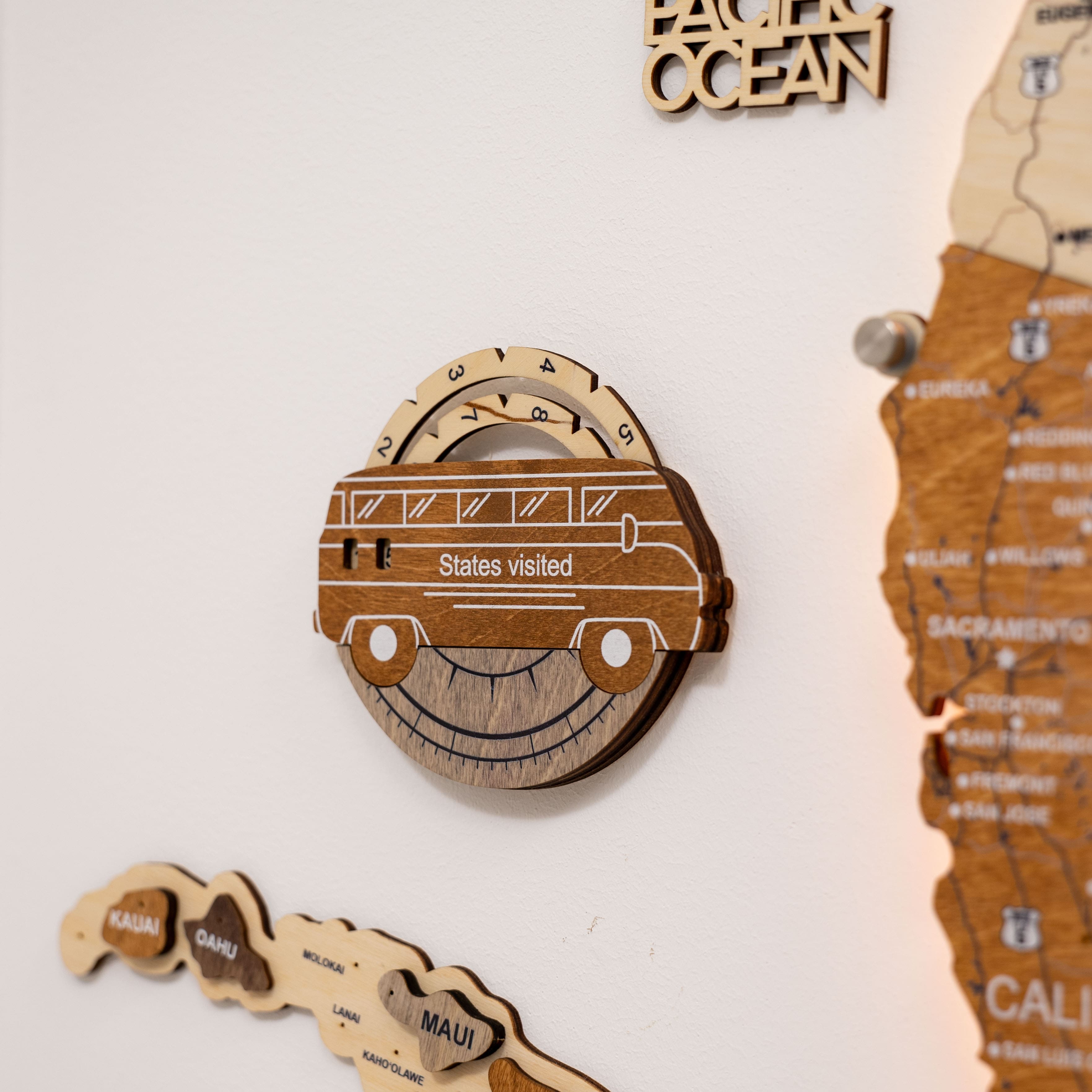 Travel Tracker 3D Wooden USA Map – Multicolor