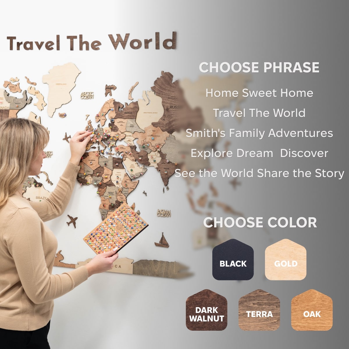 Wooden Map Quote Sign - Terra