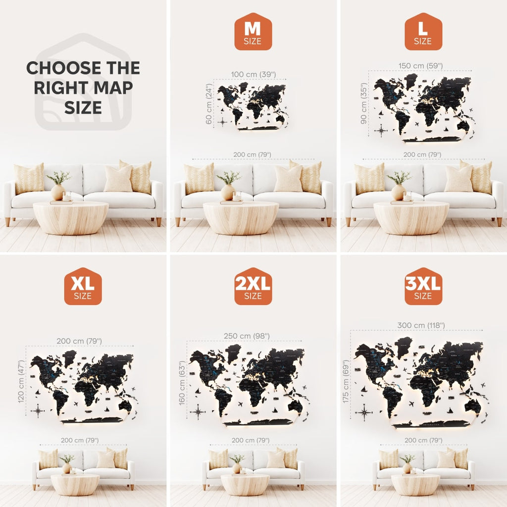 3D LED / LUMINOUS Wooden World Map 3.0 Space