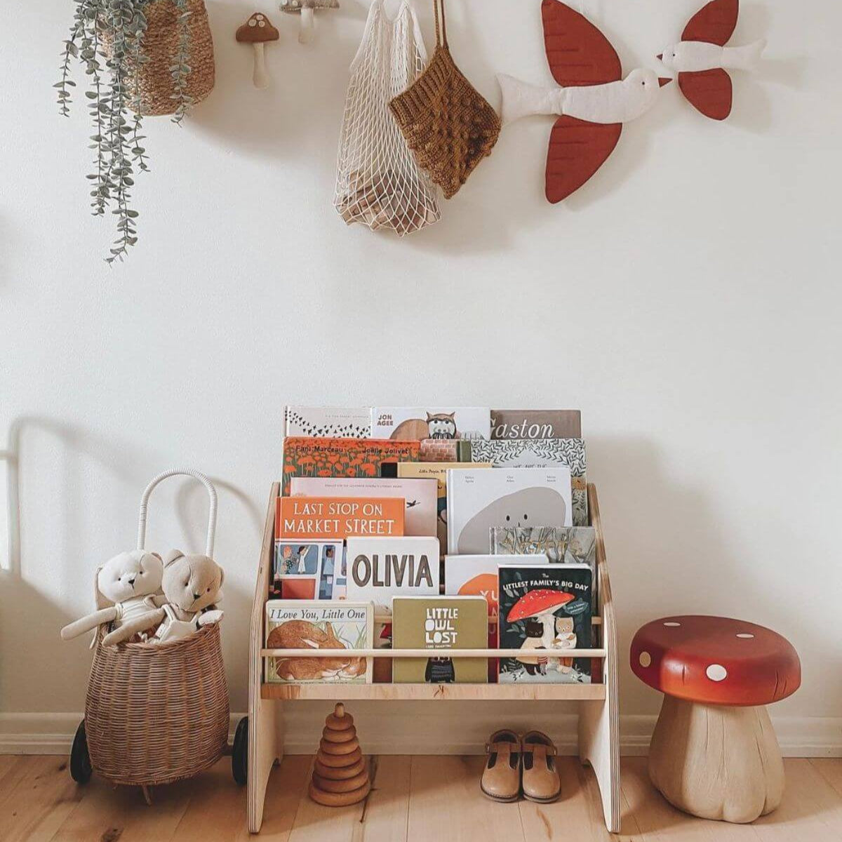 Wooden Montessori Bookshelf Natural