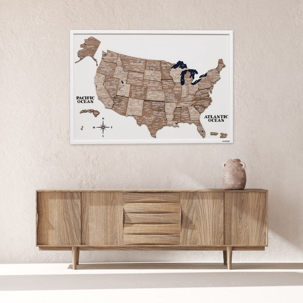 3D Wooden USA Map on Board - Terra