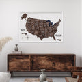 3D Wooden USA Map on Board Dark Walnut
